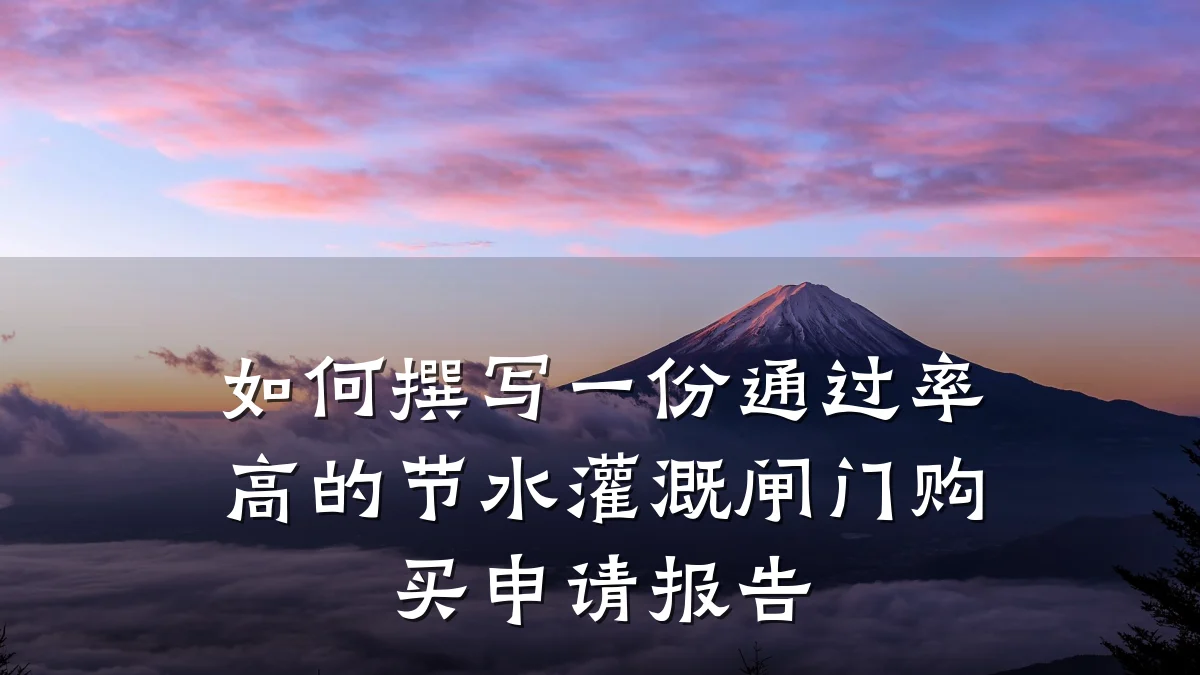 如何撰写一份通过率高的节水灌溉闸门购买申请报告